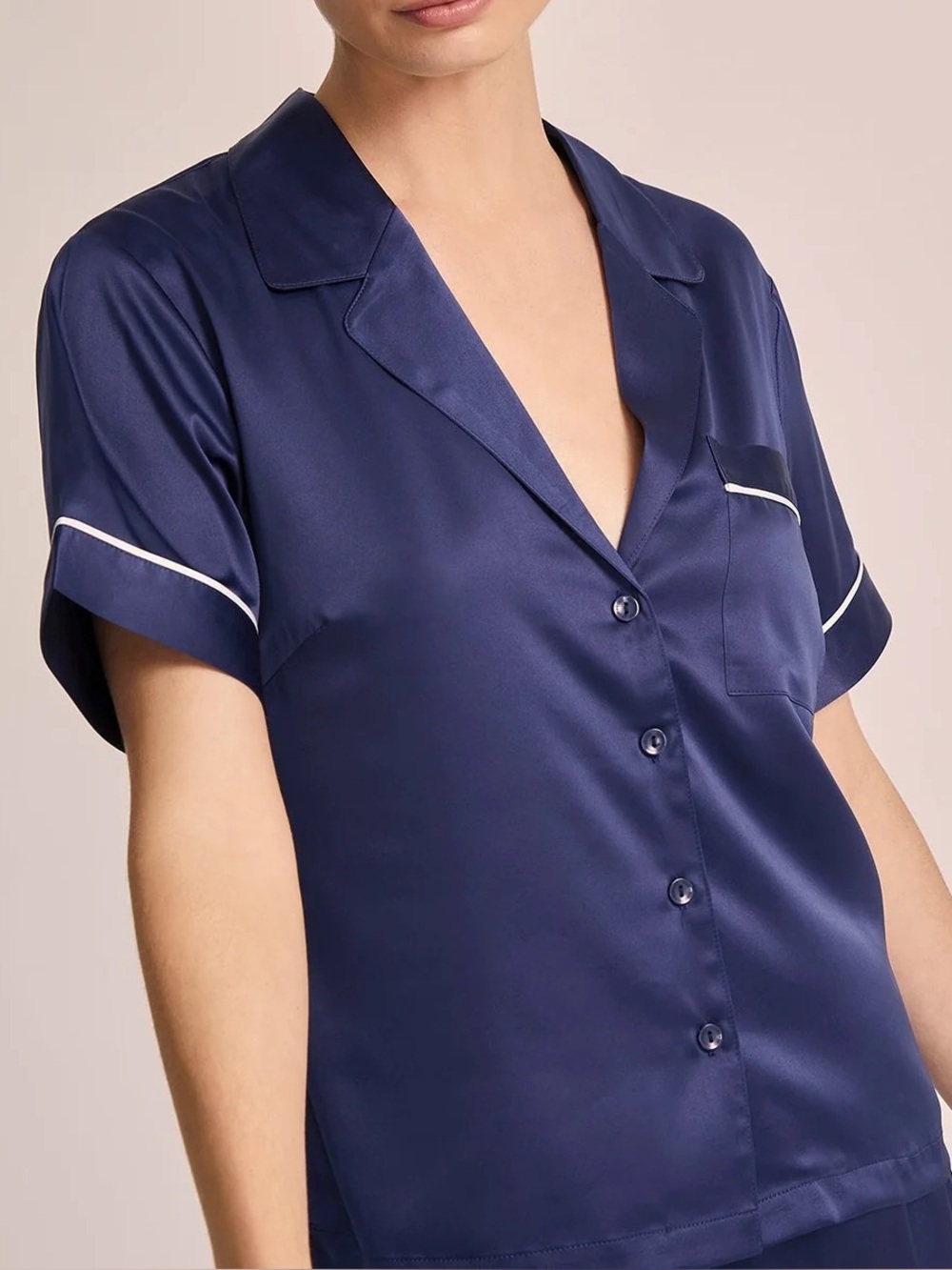 Homebodii Grace Shorts Set Pajamas Satin Navy